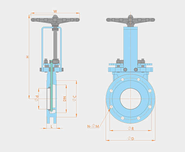 單向密封手動暗桿法蘭型刀閘閥 單向密封手動暗桿法蘭型刀閘閥